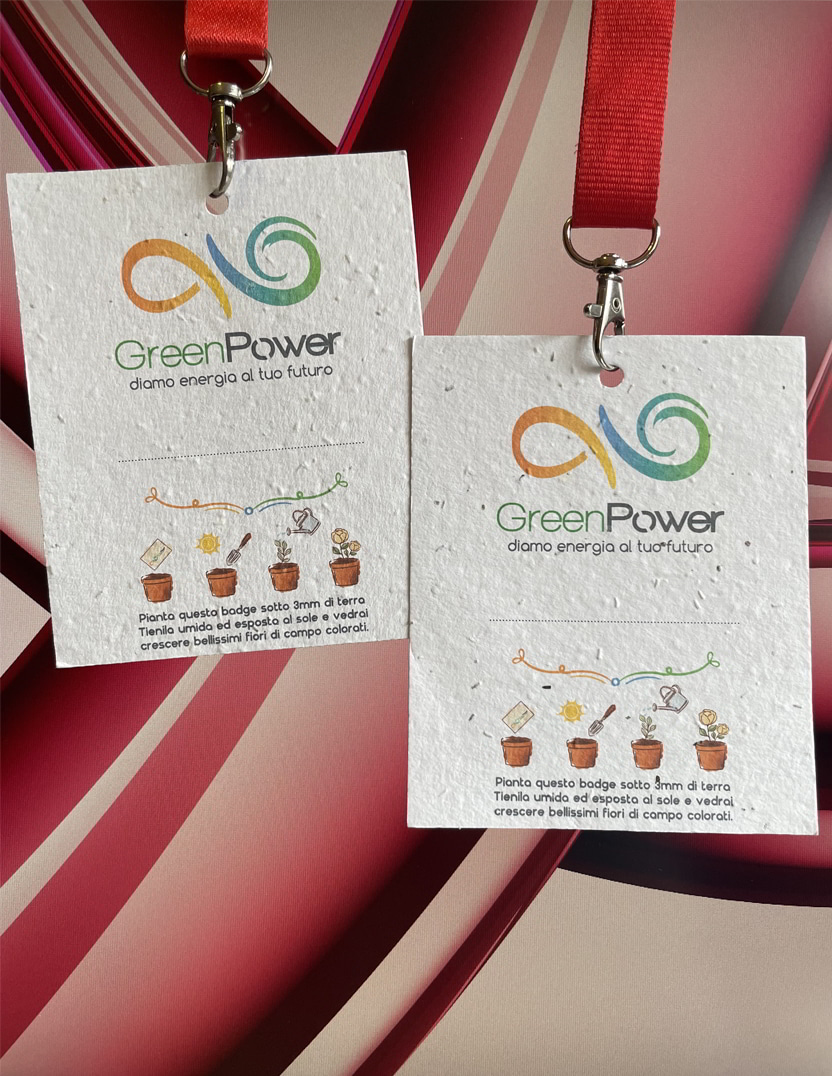 Badge aziendali con semi - Green Power Energia